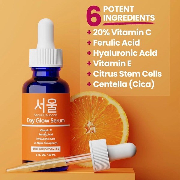 SeoulCeuticals Korean Skin Care 20% Vitamin C Hyaluronic Acid Serum - Angle View - for Sale in Kenya