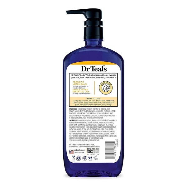 Dr Teal's Dr Teal's Body Wash with Pure Epsom Salt, with Prebiotic Lemon Balm & Sage, 24 fl oz - Back View - for Sale in Kenya