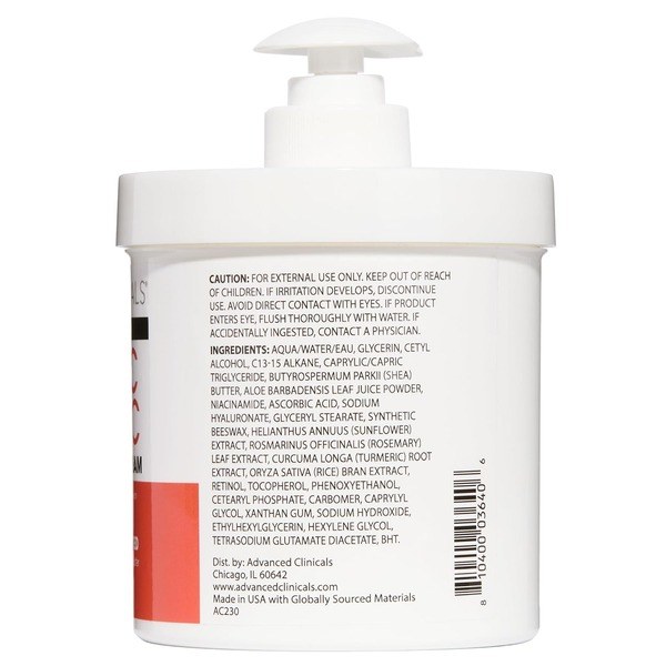 Advanced Clinicals Advanced Clinicals Vitamin C + Turmeric  Face and Body Cream 424 - Ingredients View - for Sale in Kenya
