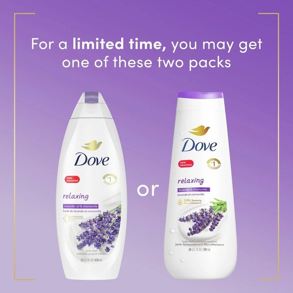 Dove Dove Relaxing Body Wash Lavender Oil & Chamomile Cleanser, 20 oz - Angle View - for Sale in Kenya