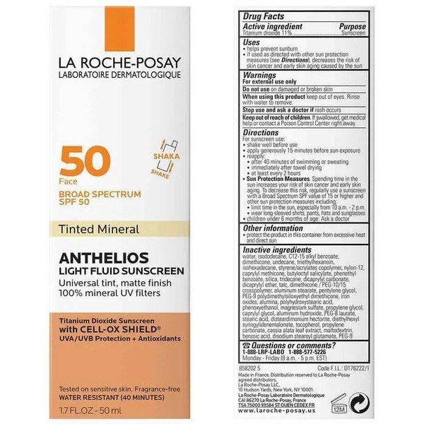 La Roche-Posay La Roche-Posay Anthelios Tinted Sunscreen For Face SPF 50 - Ingredients View - for Sale in Kenya