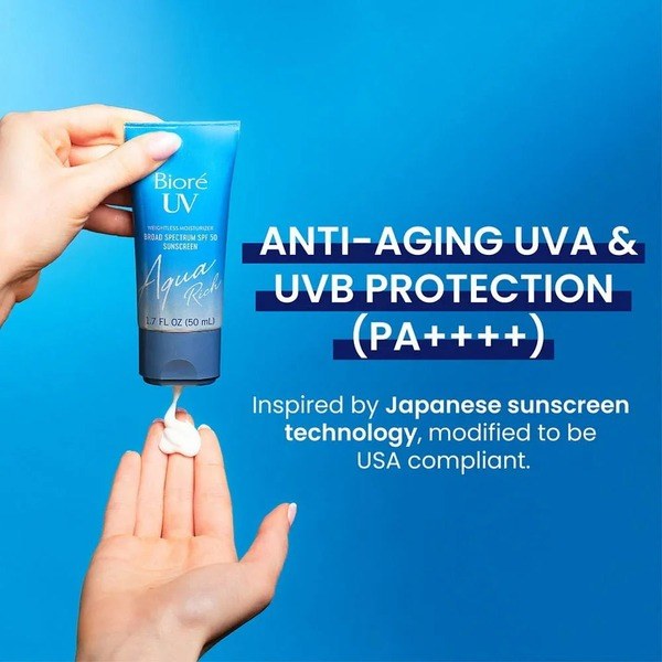 Bioré Biore UV Aqua Rich Sunscreen with SPF 50, 1.7 oz - Back View - for Sale in Kenya