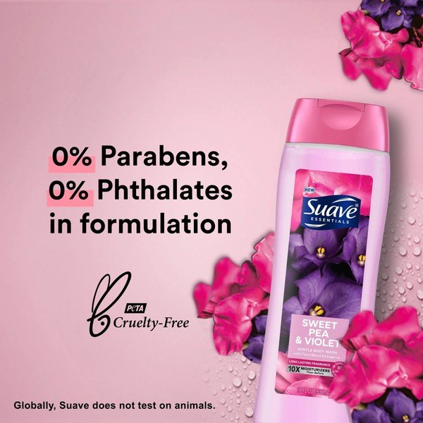Suave Suave Essentials Gentle Body Wash, Sweet Pea & Violet, 18 oz - Angle View - for Sale in Kenya
