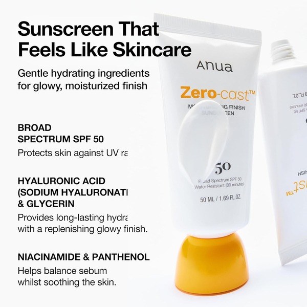 ANUA Anua Zero-Cast Moisturizing Finish Sunscreen SPF 50 - Ingredients View - for Sale in Kenya