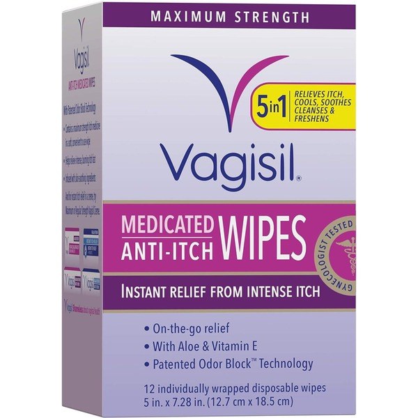 Vagisil Vagisil Anti-Itch Medicated Wipes, 12 Count Unscented - Back View - for Sale in Kenya