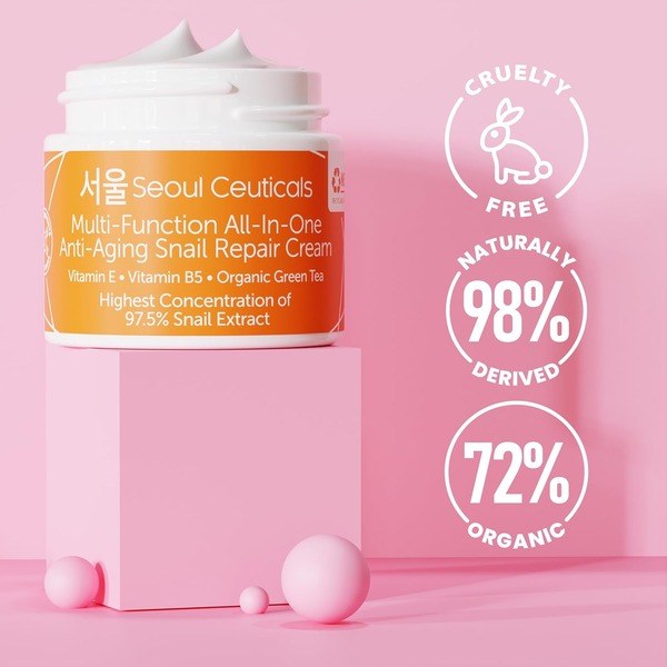SeoulCeuticals Korean 97.5% Snail Mucin Moisturizer Cream 60 ml - Angle View - for Sale in Kenya
