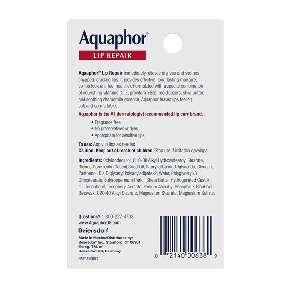 Aquaphor Aquaphor Lip Repair Ointment - Ingredients View - for Sale in Kenya