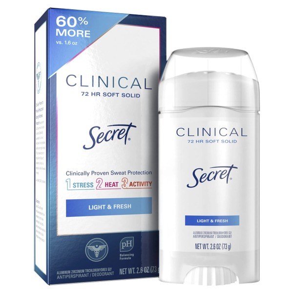 Secret Secret Clinical Strength Soft Solid Antiperspirant and Deodorant, Light & Fresh, 2.6 oz - Front View - for Sale in Kenya