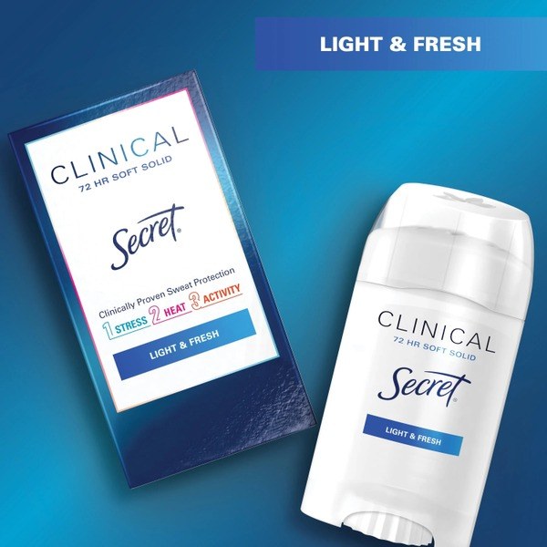 Secret Secret Clinical Strength Soft Solid Antiperspirant and Deodorant, Light & Fresh, 2.6 oz - Angle View - for Sale in Kenya